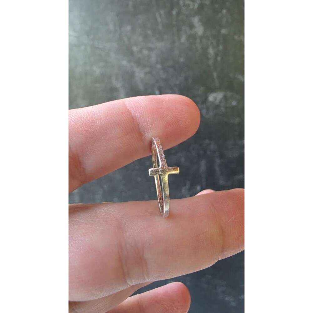 925 Sterling Silver Cross Band Ring, Size US 7.25 Vintage